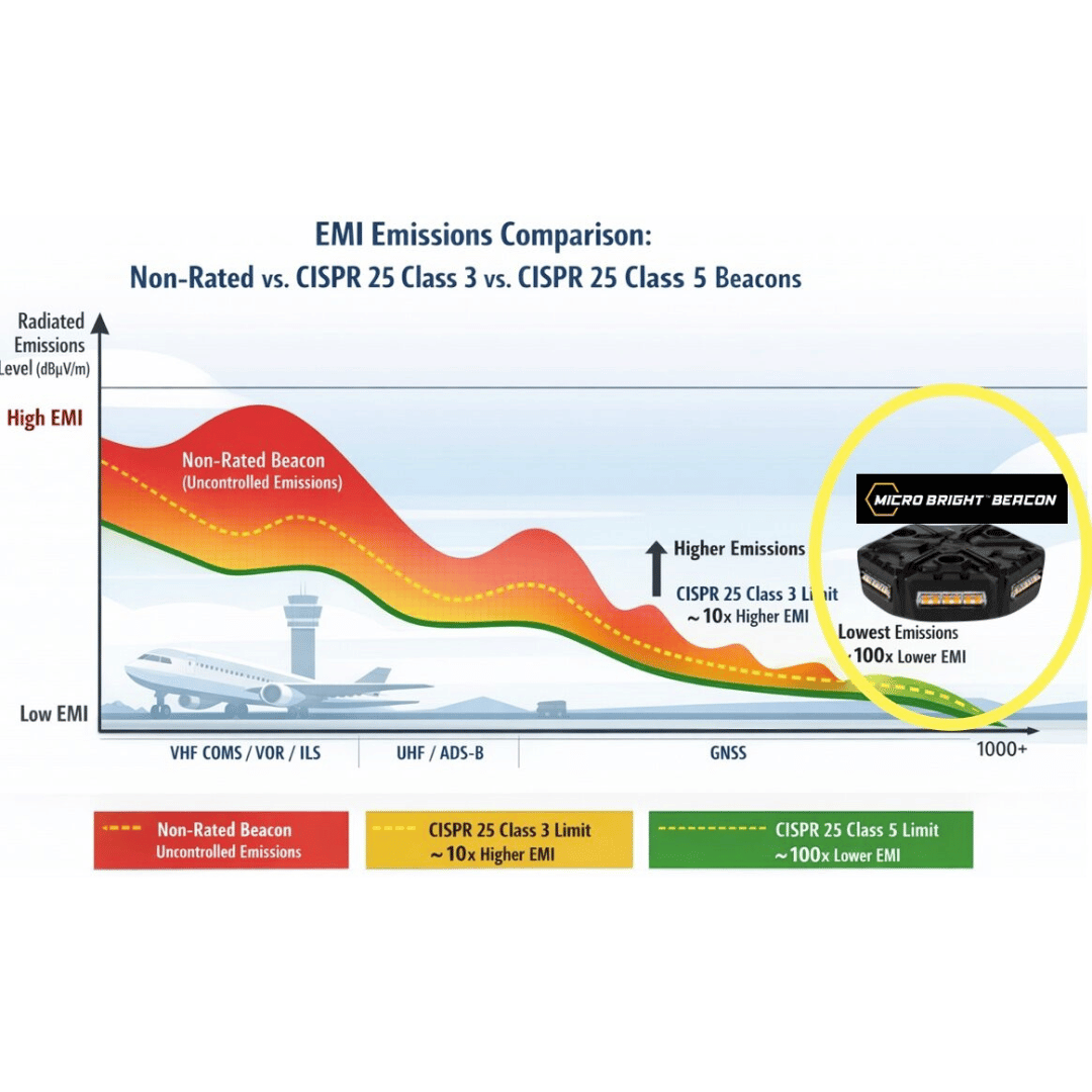 The Micro Bright LED Beacon has the lowest EMI!